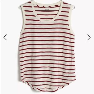Madewell Whisper Cotton Crewneck Muscle Tank in Ashmore Stripe L nwt